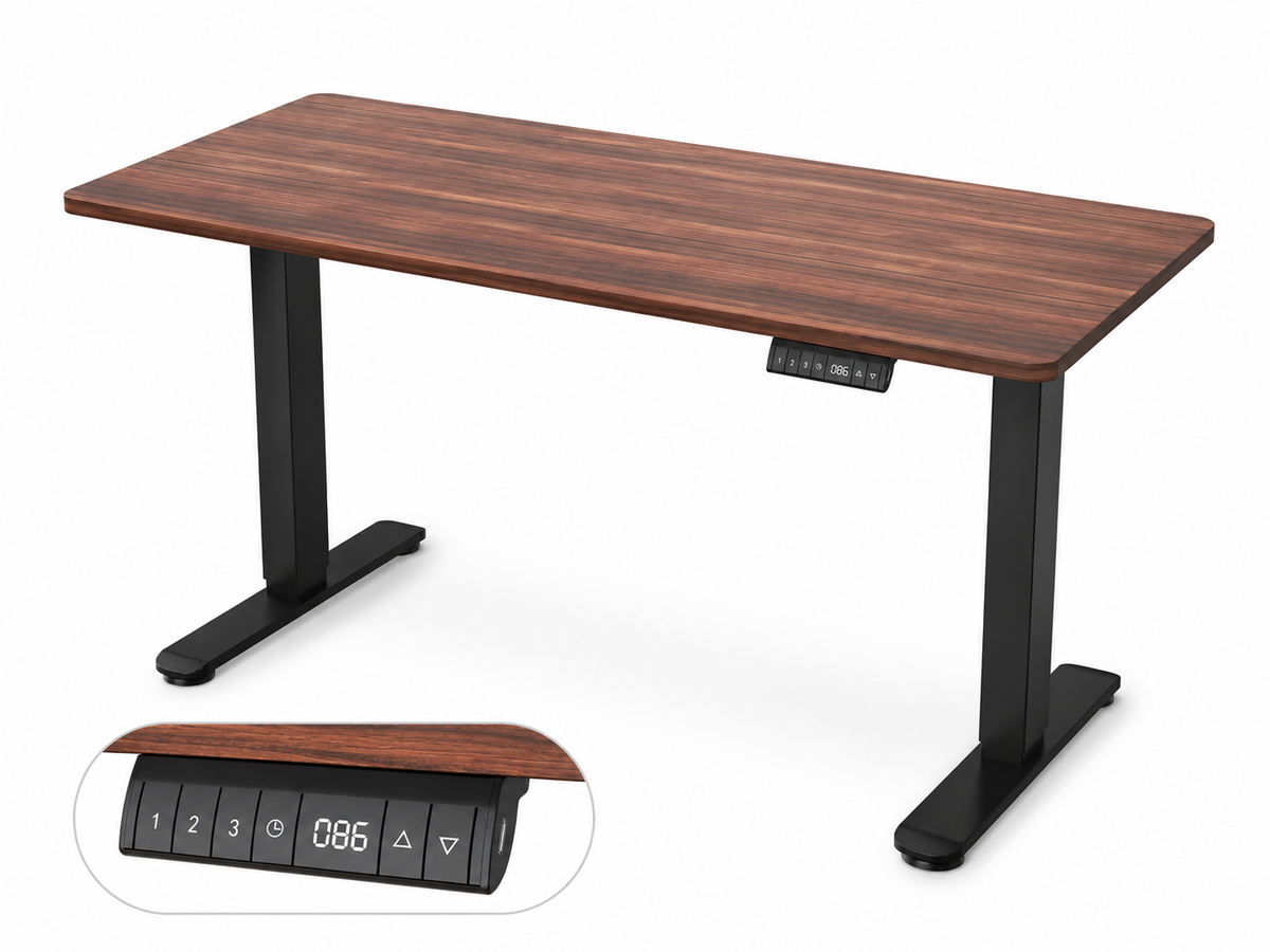 Bureau assis-debout électrique HAEST 160 × 80 cm – Bois foncé